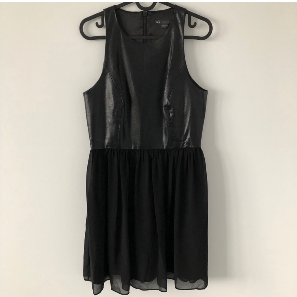 Armani Exchange Black Faux Snakeskin Mini Dress